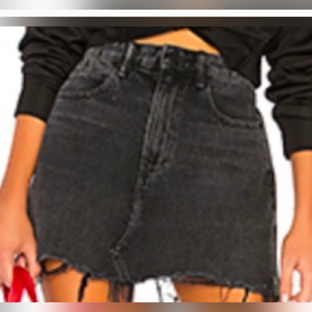 Alexander Wang • Zip Denim Mini Skirt in Black Size 27